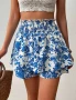 Къси панталони с висока талия и флорални мотиви, снимка 3
