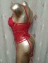 M  К-т Червен дантелен корсет с жартиери и полупрашка , снимка 8