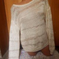 Н&М Кремаво бяла блуза на дупки изкуствена плетка Л, снимка 1 - Блузи с дълъг ръкав и пуловери - 34279013