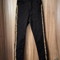 Черни тесни джинси с леопардов принт (Slim Fit), снимка 2 - Дънки - 44926194