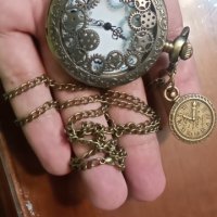 SHAARMS Винтидж джобен кварцов часовник,кварцов,месинг+верижка, снимка 12 - Джобни - 41406650