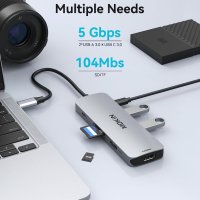 USB C докинг станция за лаптоп 8 в 1 24K 60Hz HDMI портове, снимка 3 - Кабели и адаптери - 41644562