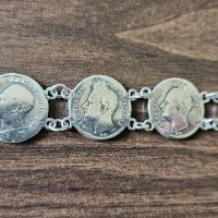 Стара сребърна гривна от монети , снимка 7 - Други ценни предмети - 39063633