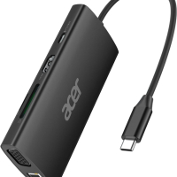 Acer USB C хъб с 4K/30Hz HDMI, 9-в-1 RJ45, 5Gbps USB-A 3.1,PD100W, VGA, снимка 1 - Кабели и адаптери - 44656171