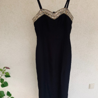 Черна рокля с перли, снимка 6 - Рокли - 36243666