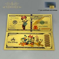 Сет 5 бр. Американски долар на Дисни - златно фолио, снимка 2 - Други ценни предмети - 36015430