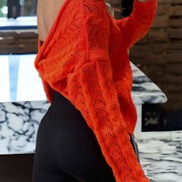 Дамски пуловер, кръстосан отзад с красива шарка, 5цвята - 023, снимка 8 - Блузи с дълъг ръкав и пуловери - 39855780