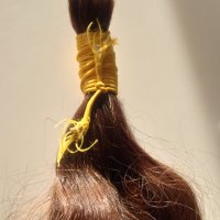 Естествена коса. Необработена, кестенява, 60см, 180гр., снимка 4 - Аксесоари за коса - 44215054