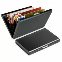 Метален портфейл ПРОТЕКТОР със защита за безконтактни дебитни и кредитни карти , снимка 2 - Портфейли, портмонета - 34335256