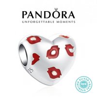 Талисман Pandora Пандора сребро 925 Love Kisses. Колекция Amélie, снимка 1 - Гривни - 39928724