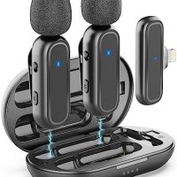 Нови 2 броя Безжичен микрофон за iPhone с калъф за зареждане Шумопотискащи, снимка 1 - Други - 41462218