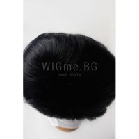 Къса черна перука от естествен косъм с бретон Теа, снимка 2 - Аксесоари за коса - 34515498