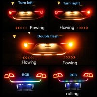 Многоцветна RGB Стоп LED светеща сигнална лента за багажник на кола мигачи стопове задни светлини, снимка 9 - Аксесоари и консумативи - 41403803