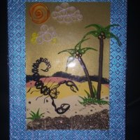 Ръчно изработена арт декорация "Скорпион" - квилинг картичка, снимка 3 - Други - 39798734