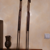 Ръчно изработени африкански дървени фигури,мъжка и женска., снимка 1 - Декорация за дома - 44914743