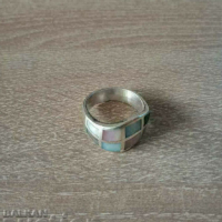 Голям Сребърен пръстен със седеф, снимка 4 - Пръстени - 44656375