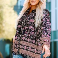 Дамска блуза с дълъг ръкав и флорален принт, снимка 3 - Блузи с дълъг ръкав и пуловери - 40456142