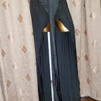 Bershka M Черен широк панталон с цепка до талията, снимка 6 - Панталони - 42265726