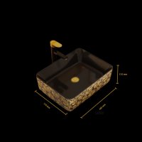Черна Луксозна Дизайнерска мивка - купа  за баня с златни цветя , снимка 5 - Мивки - 39391719