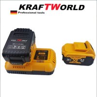 Немски Акумулаторен Безчетков Ъглошлайф KraftWorld 24V + 2 Батерии, снимка 2 - Други инструменти - 41145250