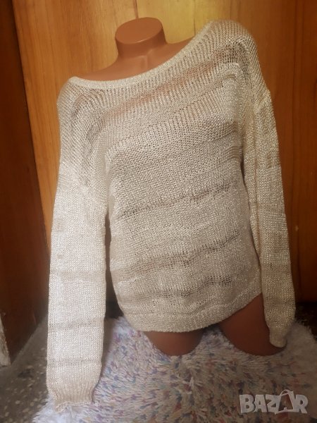 Н&М Кремаво бяла блуза на дупки изкуствена плетка Л, снимка 1