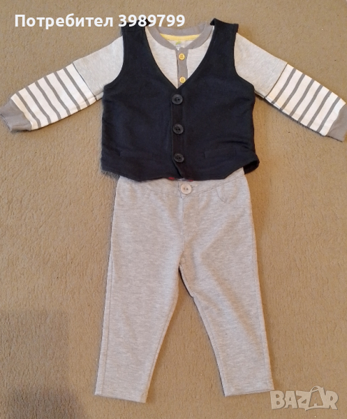 Детски комплект за момче-елече, панталон и боди, 12-18м, снимка 1