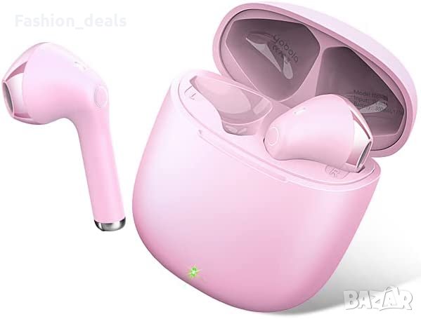 Нови Безжични слушалки Спортни с кутия за зареждане Earbuds за музика Розови, снимка 1