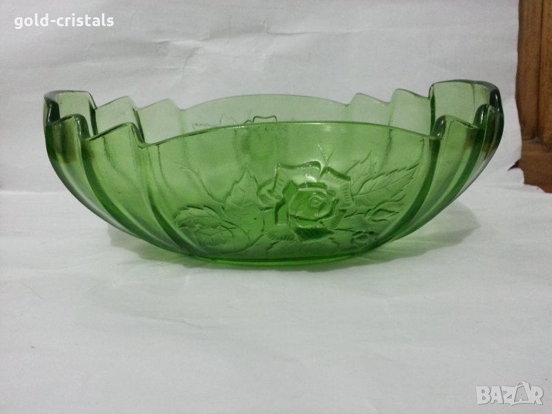 Стара стъклена купа фруктиера цветно стъкло, снимка 1