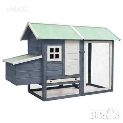 vidaXL Клетка за пилета, сива, 170x81x110 см, чам и ела масив（SKU:170861, снимка 1