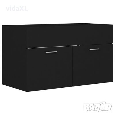 vidaXL Долен шкаф за мивка, черен, 80x38,5x46 см, ПДЧ(SKU:804657, снимка 1