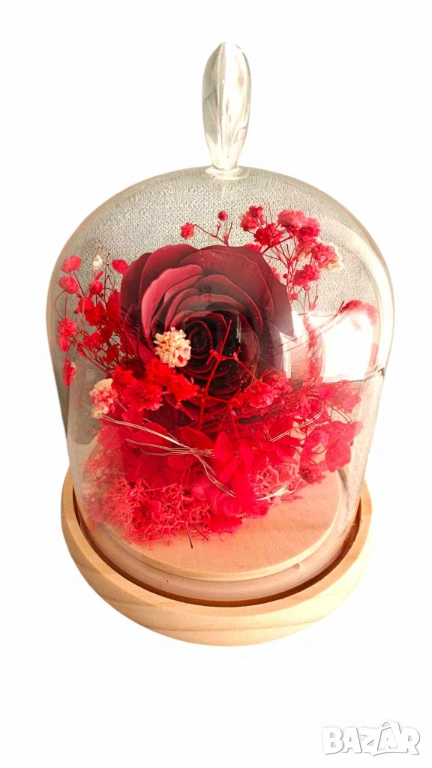 Светеща роза в стъкленица, снимка 1