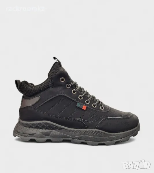 Спортни мъжки боти с връзки и цип в сив цвят M2425-1 Black, снимка 1