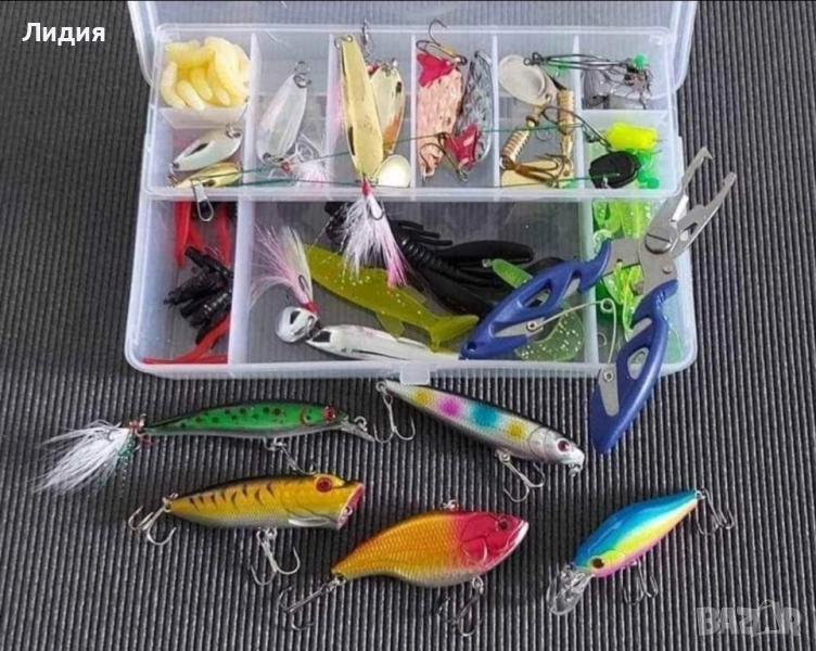 Чисто нови,цяла кутия с примамки, воблери блесни клатушки за спининг риболов, снимка 1