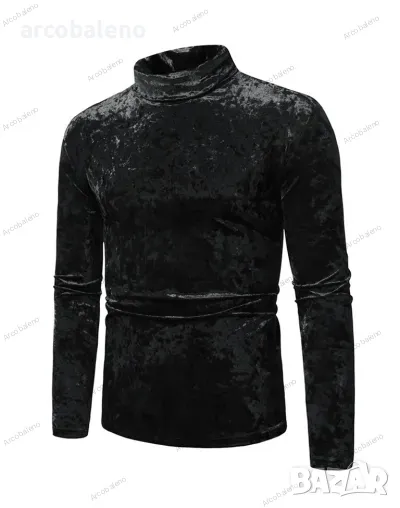 Ликвидация! Мъжка едноцветна блуза с дълги ръкави и поло яка - Доставка 24 часа , снимка 1