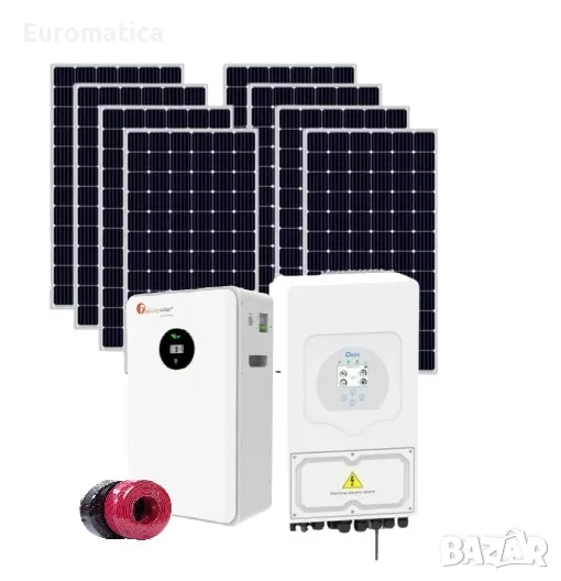Автономна соларна система 8.8 kW + инвертор Deye 8 kw + 5.12 kwh литиева батерия - Монофазна, снимка 1
