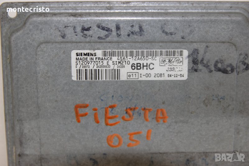 Моторен компютър Ford Fiesta MK6 (2002-2008г.) 4S61-12A650-SC / 4S6112A650SC / SIM210 / 6BHC, снимка 1