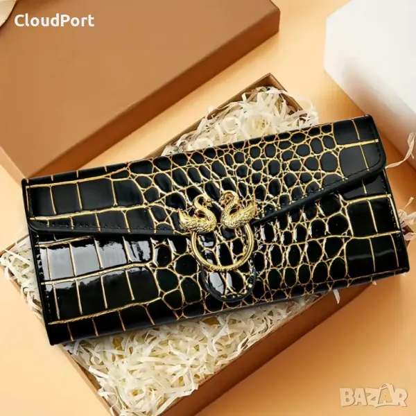 Черен дамски портфейл с логото на пеперуда, снимка 1