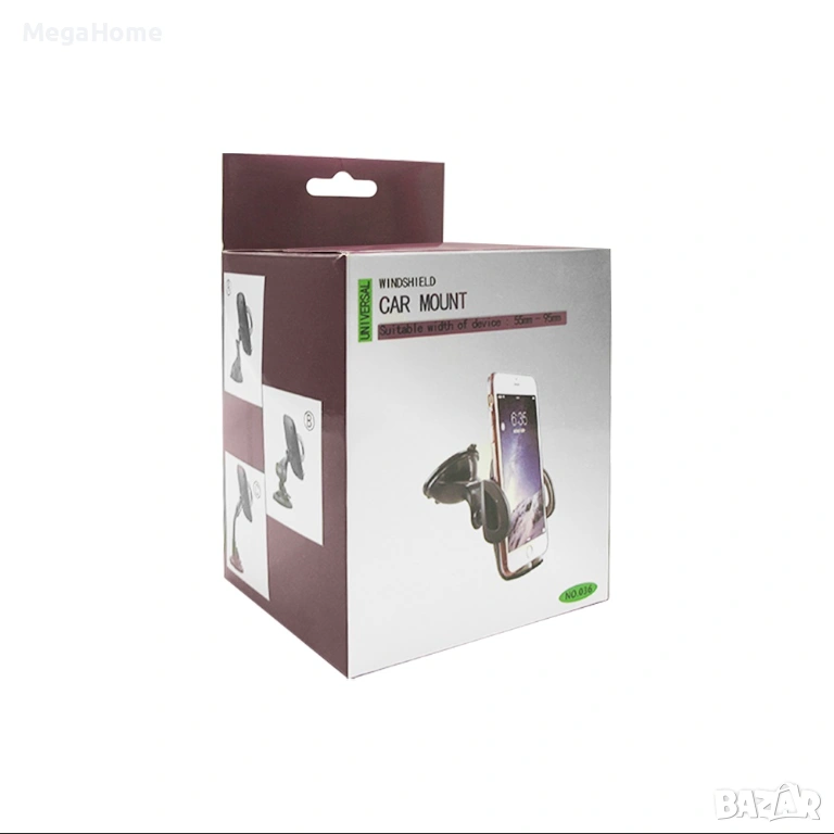 Стойка Държач за мобилен телефон с вендуза за кола 360º черен, 55 мм – 95 мм, снимка 1