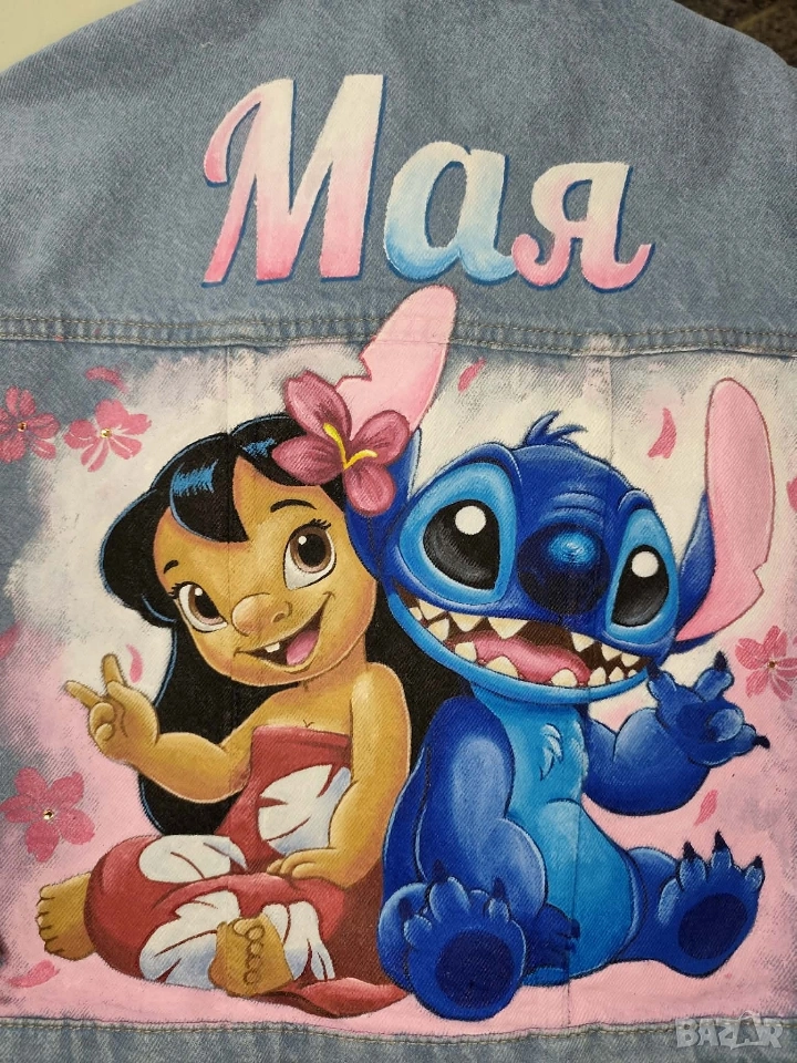 Стилно яке с ръчно рисувани герои - двама герои, снимка 1