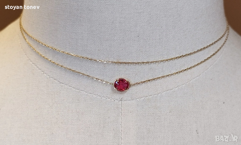 Златна верижка/гривна с естествени рубини! Уникат с многолика визия! Нов!, снимка 1