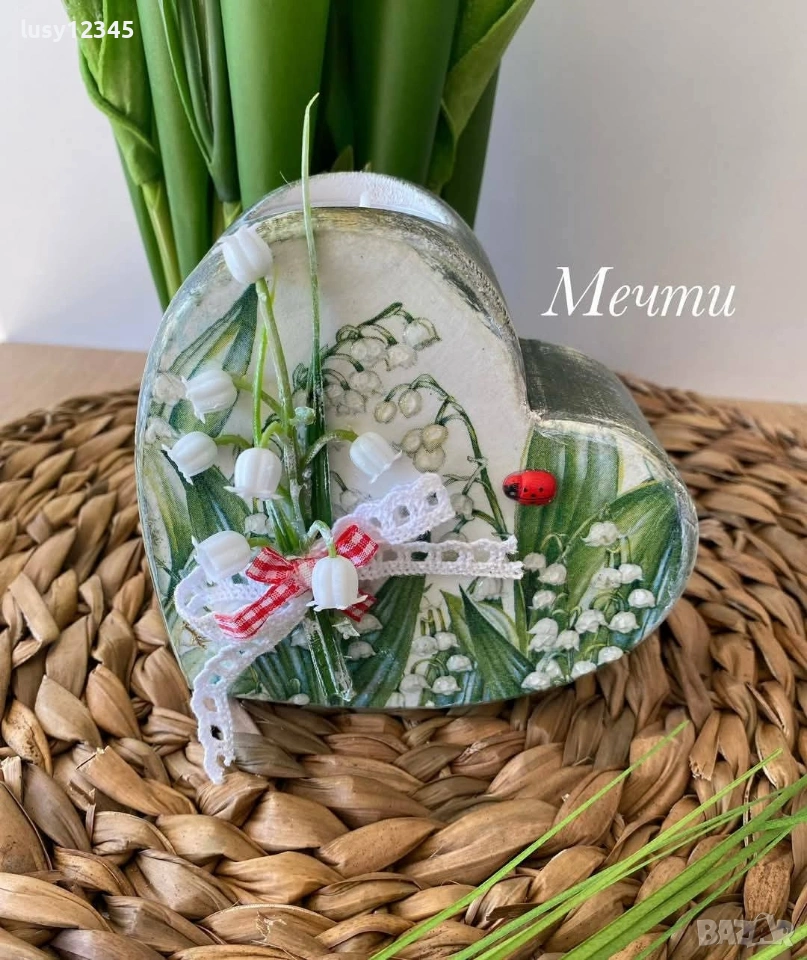 Свещник сърце-Момини сълзи!, снимка 1