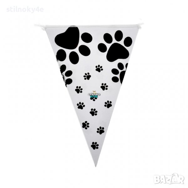 Парти банер за рожден ден на домашен любимец с принт на лапички Аксесоари за рожден ден на куче/коте, снимка 1