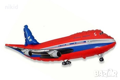 Червен самолет малък фолио фолиев балон хелий и въздух, снимка 1