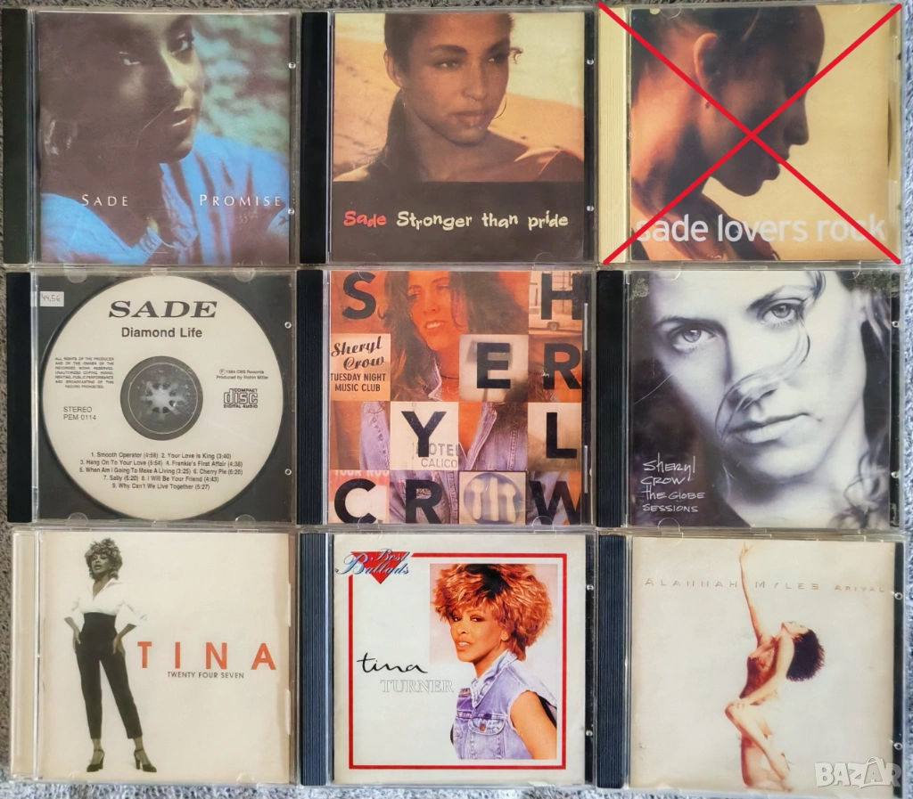 Неофициални матрични CD дискове - Sade, Sheryl Crow, Tina Turner, Alannah Myles, снимка 1