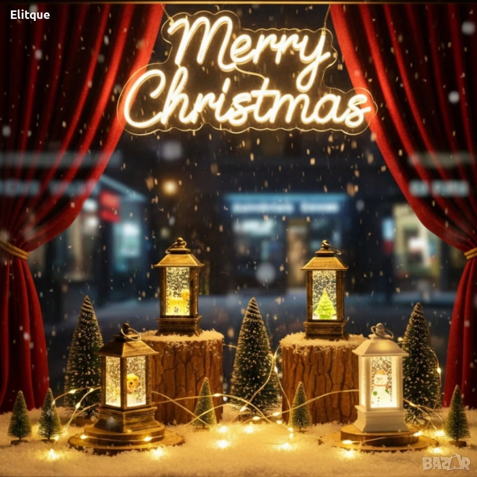 LED Коледен фенер с падащ сняг – топлина, уют и празнично настроение във всеки дом, снимка 1