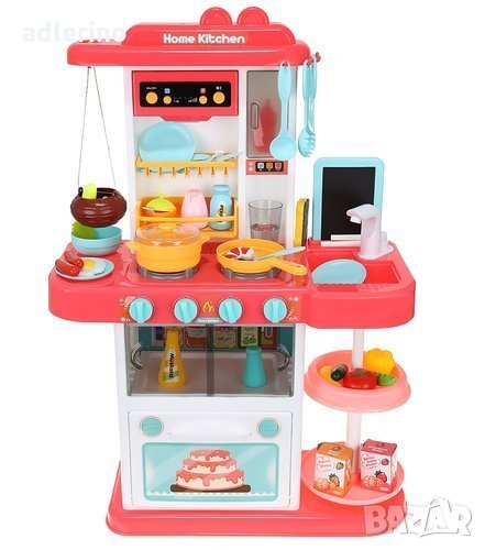 Игра Детска кухня , 72 см, много аксесоари и прибори, детска кухня, кухня за кукли, червена, снимка 1