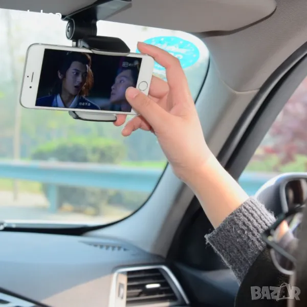 Универсална стойка за телефон с щипка, Подходяща за сенник на кола, снимка 1