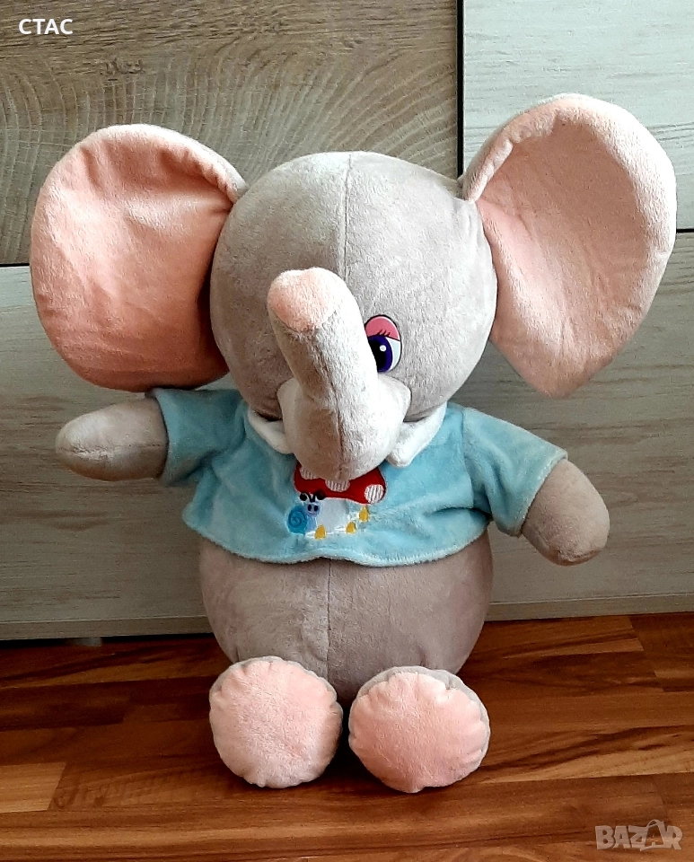 Голямо плюшено слонче със звук и Голяма плюшена играчкаСКУБИ-ДУ и жълто пате, снимка 1