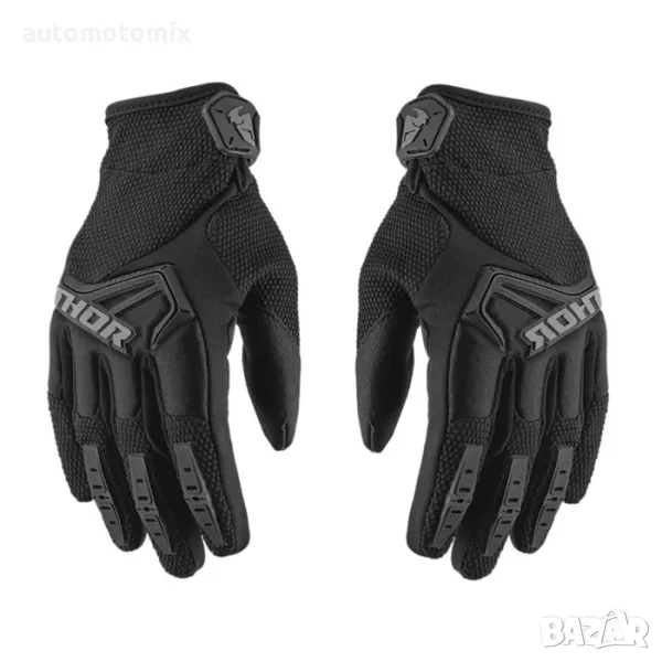 Текстилни ръкавици за крос атв ендуро , 2 БР/К-Т - Черни, 721246, снимка 1