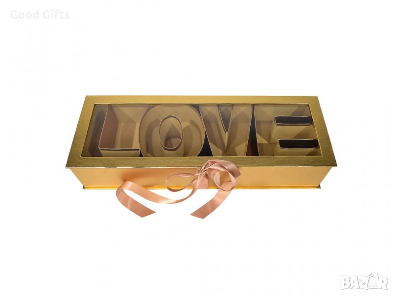 Кутия за декорация LOVE Златна, снимка 1